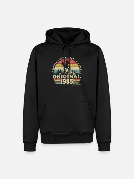 1985 Anniversaire Né En 1985 Rétro Vintage - Sweat à capuche Premium bio Homme - noir