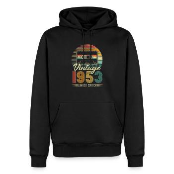 1953 Anniversaire Né En 1953 Rétro Vintage - Sweat à capuche Premium bio Homme - noir - Devant - Nico (187cm)