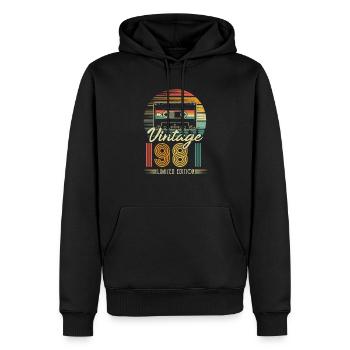1981 Anniversaire Né En 1981 Rétro Vintage - Sweat à capuche Premium bio Homme - noir - Devant - Nico (187cm)