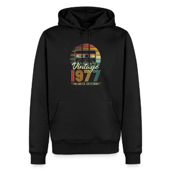 1977 Anniversaire Né En 1977 Rétro Vintage - Sweat à capuche Premium bio Homme - noir - Devant - Nico (187cm)