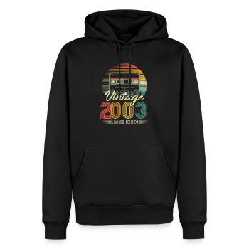 2003 Anniversaire Né En 2003 Rétro Millésime - Sweat à capuche Premium bio Homme - noir - Devant - Nico (187cm)