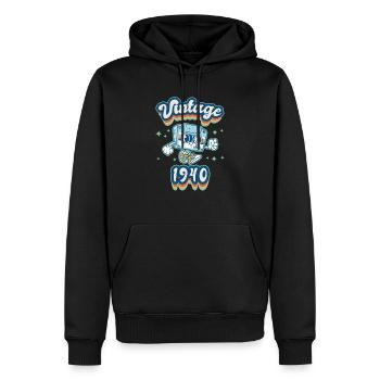 Anniversaire des années 1940 né dans les années 1940 rétro Vintage - Sweat à capuche Premium bio Homme - noir - Devant - Nico (187cm)