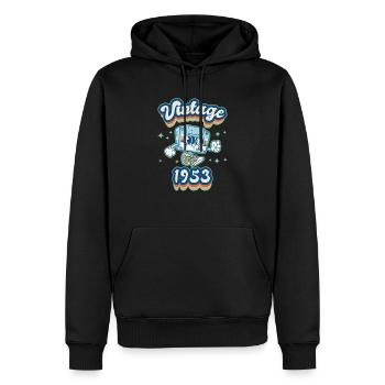 1953 Anniversaire Né En 1953 Rétro Vintage - Sweat à capuche Premium bio Homme - noir - Devant - Nico (187cm)