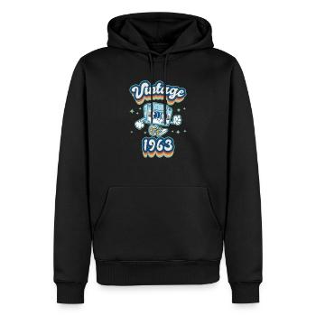 1963 Anniversaire Né En 1963 Rétro Vintage - Sweat à capuche Premium bio Homme - noir - Devant - Nico (187cm)