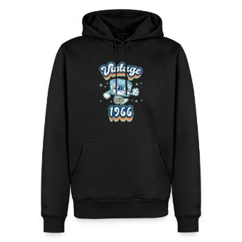 Né en 1966 1966 cadeau d’anniversaire vintage - Sweat à capuche Premium bio Homme - noir - Devant - Nico (187cm)