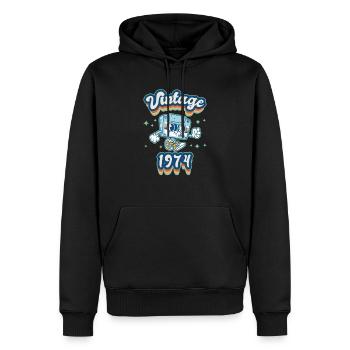 1974 Anniversaire Né En 1974 Rétro Vintage - Sweat à capuche Premium bio Homme - noir - Devant - Nico (187cm)