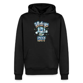 1977 Anniversaire Né En 1977 Rétro Vintage - Sweat à capuche Premium bio Homme - noir - Devant - Nico (187cm)
