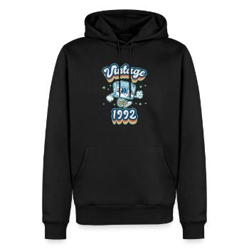 1992 Vintage anniversaire rétro Vintage cadeau - Sweat à capuche Premium bio Homme - noir - Devant - Nico (187cm)