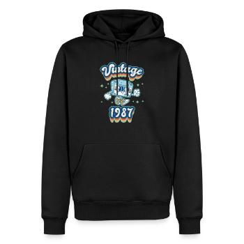 1987 Vintage anniversaire rétro Vintage cadeau - Sweat à capuche Premium bio Homme - noir - Devant - Nico (187cm)