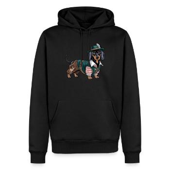 Teckel bavarois Chemise rouge blanche Costume traditionnel Bavière - Sweat à capuche Premium bio Homme - noir - Devant - Nico (187cm)