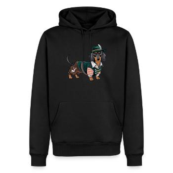 Teckel bavarois Chemise rouge blanche Costume traditionnel Bavière - Sweat à capuche Premium bio Homme - noir - Devant - Nico (187cm)