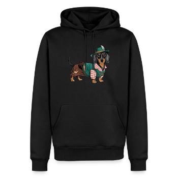 Teckel bavarois Chemise rouge blanche Costume traditionnel Bavière - Sweat à capuche Premium bio Homme - noir - Devant - Nico (187cm)
