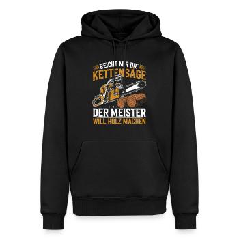 Der Meister will Holz machen Kettensäge Holzfäller - Männer Premium Bio Hoodie - Schwarz - Vorne - Nico (187cm)