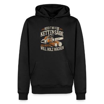 Der Meister will Holz machen Kettensäge Holzfäller - Männer Premium Bio Hoodie - Schwarz - Vorne - Nico (187cm)