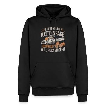 Der Meister will Holz machen Kettensäge Holzfäller - Männer Premium Bio Hoodie - Schwarz - Vorne - Nico (187cm)