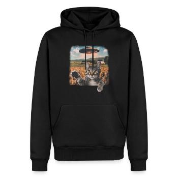 Lustige Ängstliche Katze Selfie UFO Alien - Männer Premium Bio Hoodie - Schwarz - Vorne - Nico (187cm)