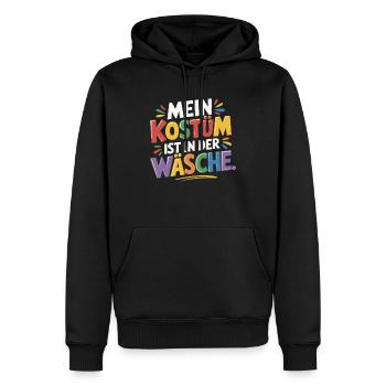 Mein Kostüm ist in der Wäsche Karneval Fasching - Männer Premium Bio Hoodie - Schwarz - Vorne - Nico (187cm)
