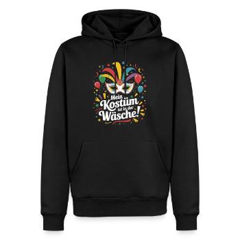 Mein Kostüm ist in der Wäsche Karneval Fasching - Männer Premium Bio Hoodie - Schwarz - Vorne - Nico (187cm)