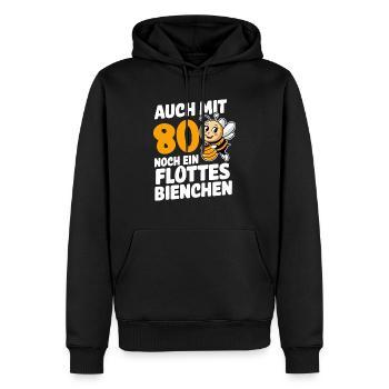 80. Geburtstag 80 Jahre Flottes Bienchen Frau - Männer Premium Bio Hoodie - Schwarz - Vorne - Nico (187cm)