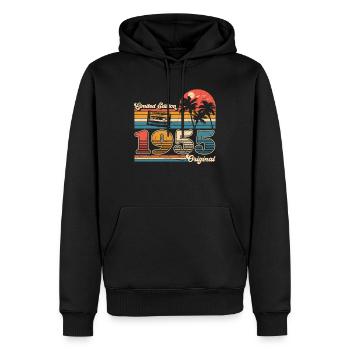 70e anniversaire 70 ans Né 1955 Homme Femme - Sweat à capuche Premium bio Homme - noir - Devant - Nico (187cm)