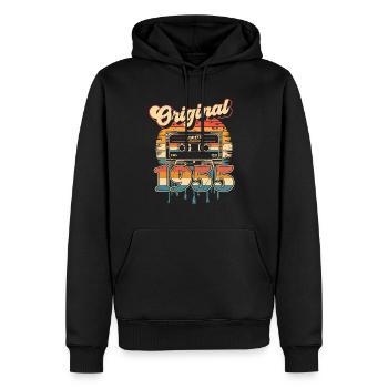 70e anniversaire 70 ans Né 1955 Homme Femme - Sweat à capuche Premium bio Homme - noir - Devant - Nico (187cm)