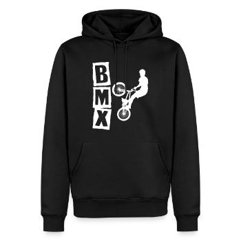 BMX Rennrad Radfahrer Trick - Männer Premium Bio Hoodie - Schwarz - Vorne - Nico (187cm)