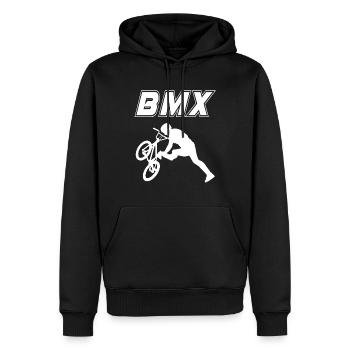 bmx race vélo cycliste rider trick - Sweat à capuche Premium bio Homme - noir - Devant - Nico (187cm)