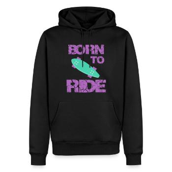 né pour rouler born to ride skateboard skate - Sweat à capuche Premium bio Homme - noir - Devant - Nico (187cm)