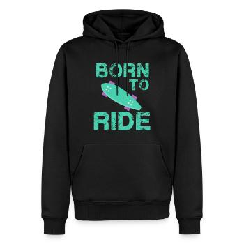 né pour rouler born to ride skateboard skate - Sweat à capuche Premium bio Homme - noir - Devant - Nico (187cm)