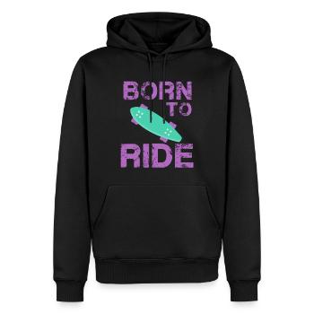 né pour rouler born to ride skateboard skate - Sweat à capuche Premium bio Homme - noir - Devant - Nico (187cm)