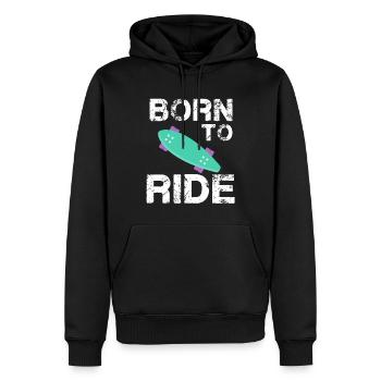 né pour rouler born to ride skateboard skate - Sweat à capuche Premium bio Homme - noir - Devant - Nico (187cm)