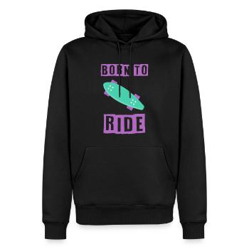 né pour rouler born to ride skateboard skate - Sweat à capuche Premium bio Homme - noir - Devant - Nico (187cm)
