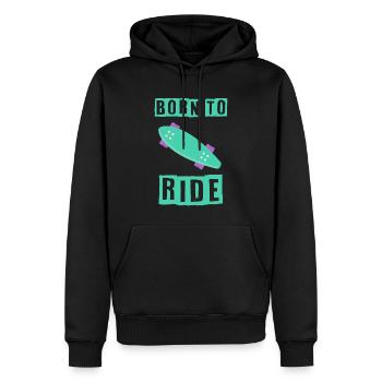 né pour rouler born to ride skateboard skate - Sweat à capuche Premium bio Homme - noir - Devant - Nico (187cm)