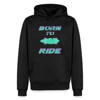 né pour rouler born to ride skateboard skate - Sweat à capuche Premium bio Homme - noir - Devant - Nico (187cm)