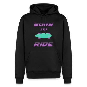 né pour rouler born to ride skateboard skate - Sweat à capuche Premium bio Homme - noir - Devant - Nico (187cm)