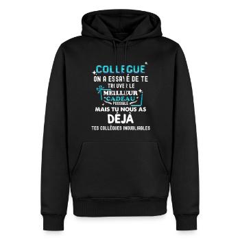 Collègues Inoubliables Cadeau Drôle Départ - Sweat à capuche Premium bio Homme - noir - Devant - Nico (187cm)