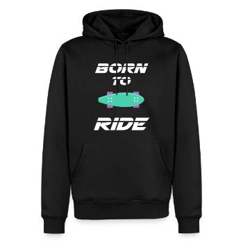 né pour rouler born to ride skateboard skate - Sweat à capuche Premium bio Homme - noir - Devant - Nico (187cm)
