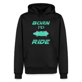 né pour rouler born to ride skateboard skate - Sweat à capuche Premium bio Homme - noir - Devant - Nico (187cm)