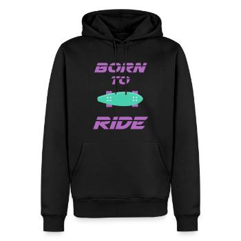 né pour rouler born to ride skateboard skate - Sweat à capuche Premium bio Homme - noir - Devant - Nico (187cm)