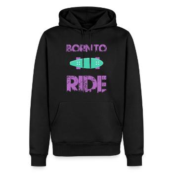 né pour rouler born to ride skateboard skate - Sweat à capuche Premium bio Homme - noir - Devant - Nico (187cm)