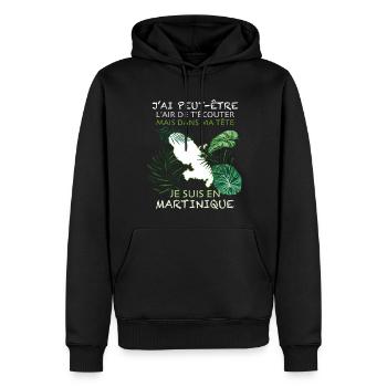 Ma Martinique La Plus Belle Ile Du Monde - Sweat à capuche Premium bio Homme - noir - Devant - Nico (187cm)