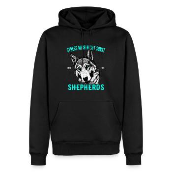 Deutscher Schäferhund Stress mich nicht - Männer Premium Bio Hoodie - Schwarz - Vorne - Nico (187cm)