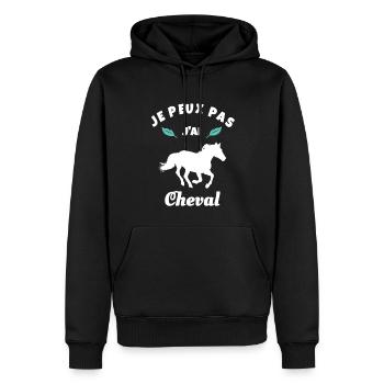 je peux pas j'ai cheval équitation - Sweat à capuche Premium bio Homme - noir - Devant - Nico (187cm)