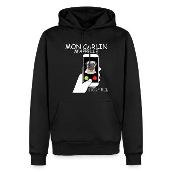 Chien Carlin M'Appelle Cadeau Drôle - Sweat à capuche Premium bio Homme - noir - Devant - Nico (187cm)