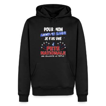 Mois Anniversaire National Homme Femme Enfant - Sweat à capuche Premium bio Homme - noir - Devant - Nico (187cm)