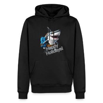 Glücklicher Hai - Männer Premium Bio Hoodie - Schwarz - Vorne - Nico (187cm)