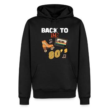 back to the 80's vintage - Sweat à capuche Premium bio Homme - noir - Devant - Nico (187cm)