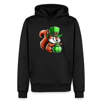 Conception de bande dessinée écureuil mignon de la Saint-Patrick - Sweat à capuche Premium bio Homme - noir - Devant - Nico (187cm)