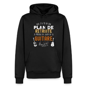 Plan de retraite guitare humour musique - Sweat à capuche Premium bio Homme - noir - Devant - Nico (187cm)