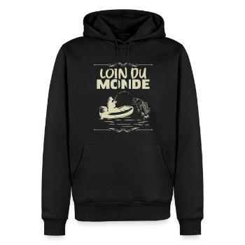 Pêche Citation Pêcheur Solitaire Cadeau Papa - Sweat à capuche Premium bio Homme - noir - Devant - Nico (187cm)